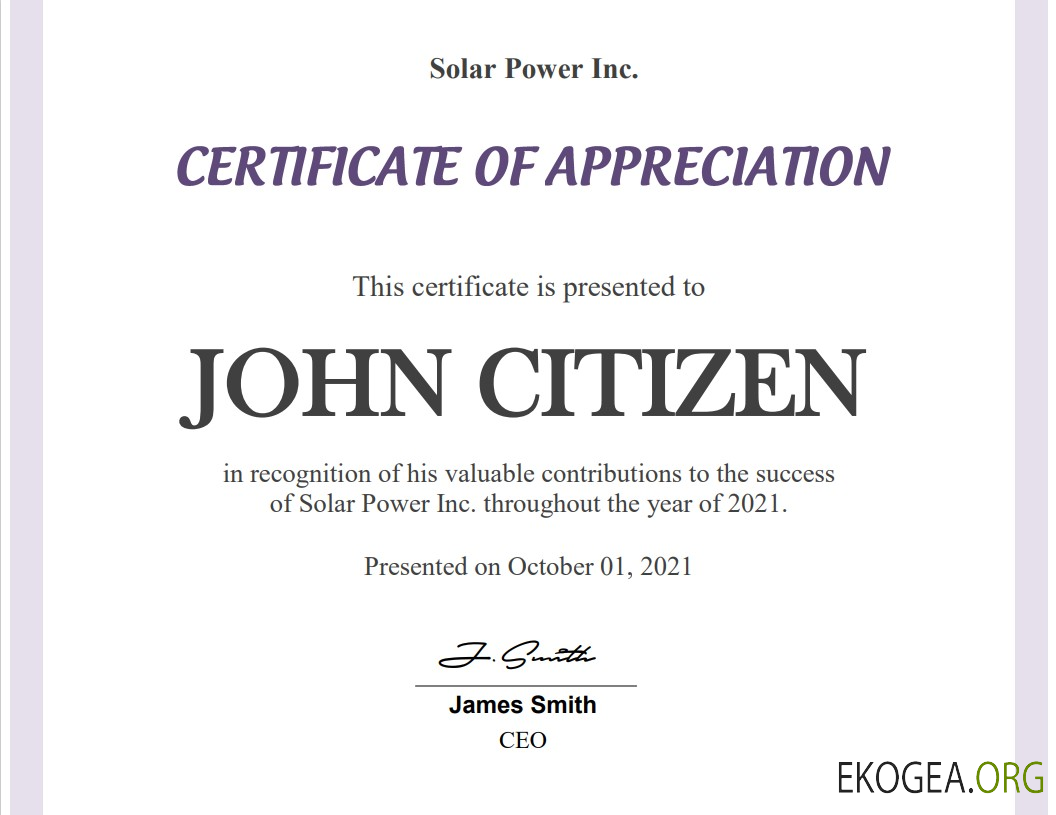 Certificat d'appréciation des employés aux États-Unis template Certificat d'appréciation des employés aux États-Unis template